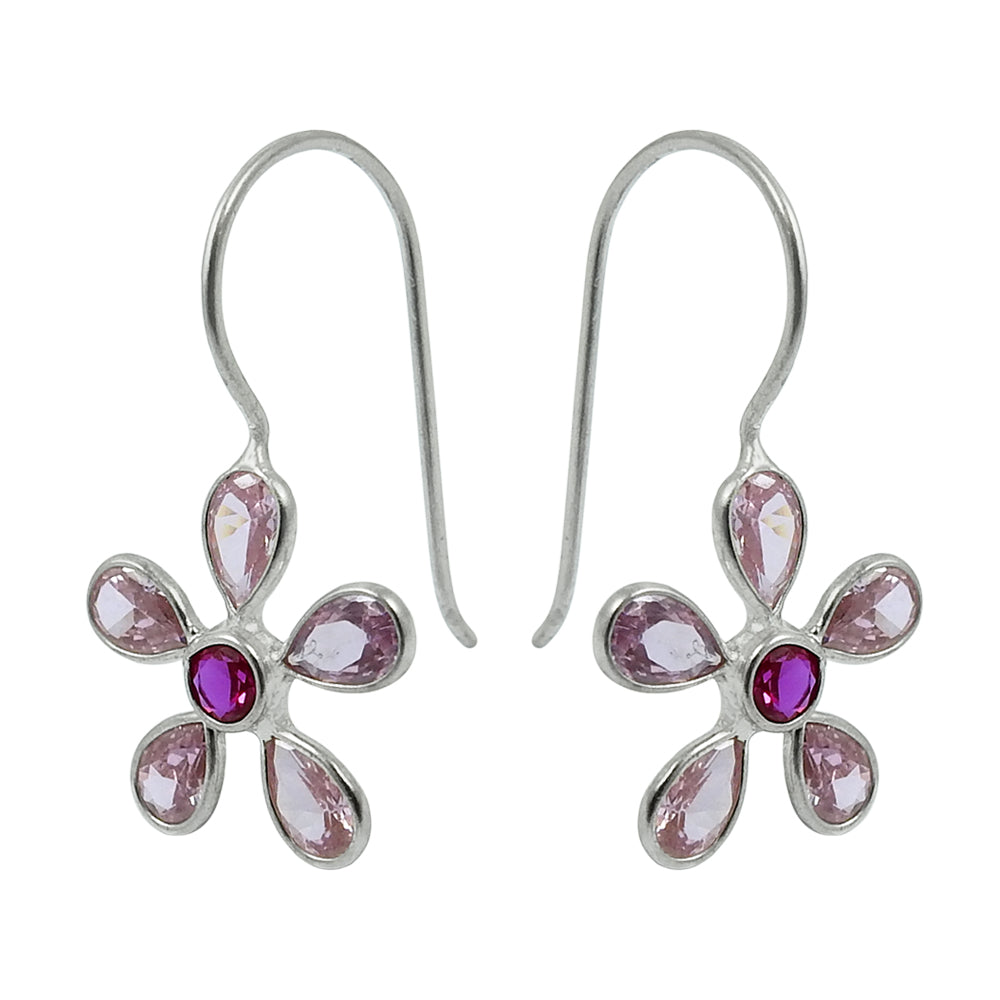 Natural Cubic Zirconia Gemstone Drop Dangle Bohemian Earrings 925 Silver P20