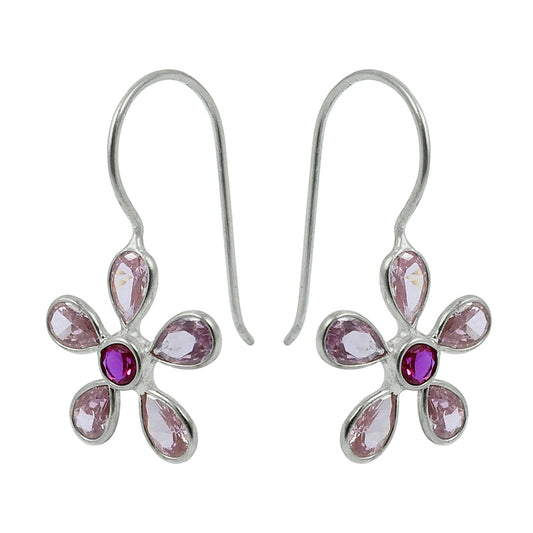 Natural Cubic Zirconia Gemstone Drop Dangle Bohemian Earrings 925 Silver P20