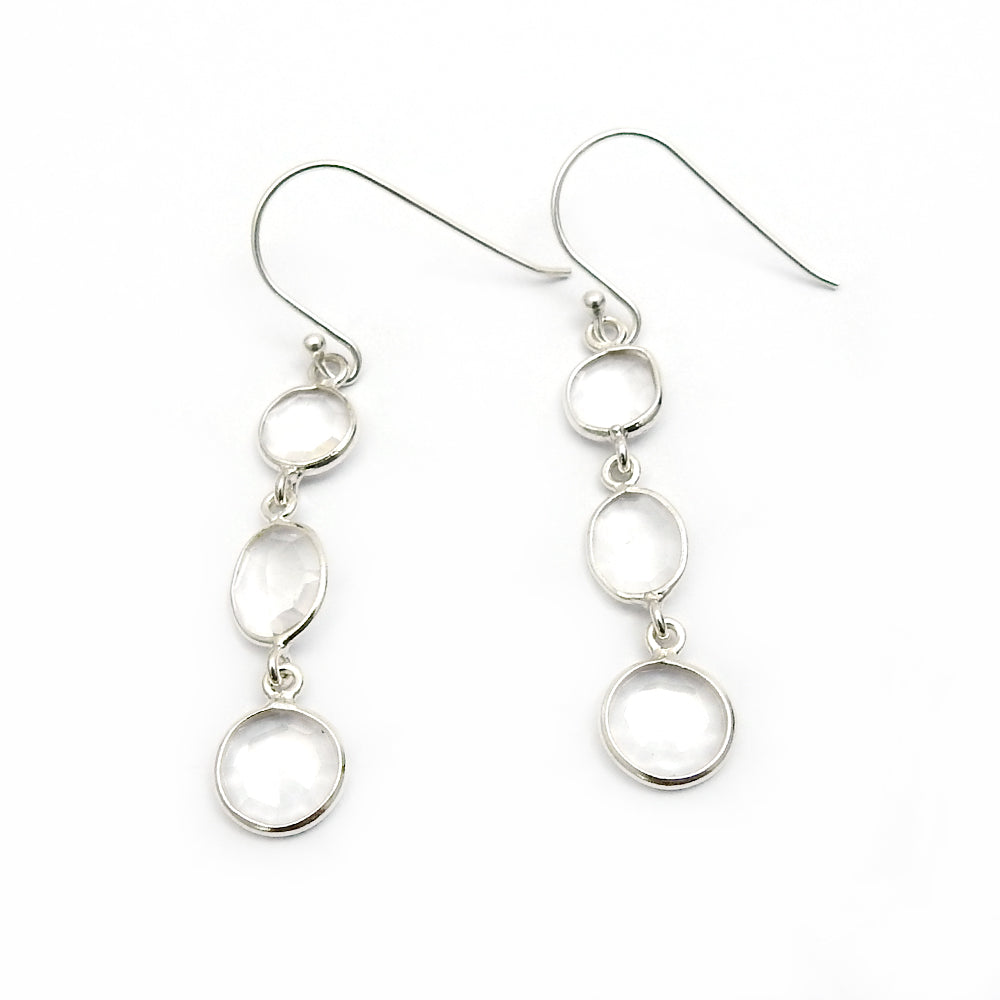 Woman Gift Natural Crystal Gemstone 925 Sterling Silver Trendy Earrings