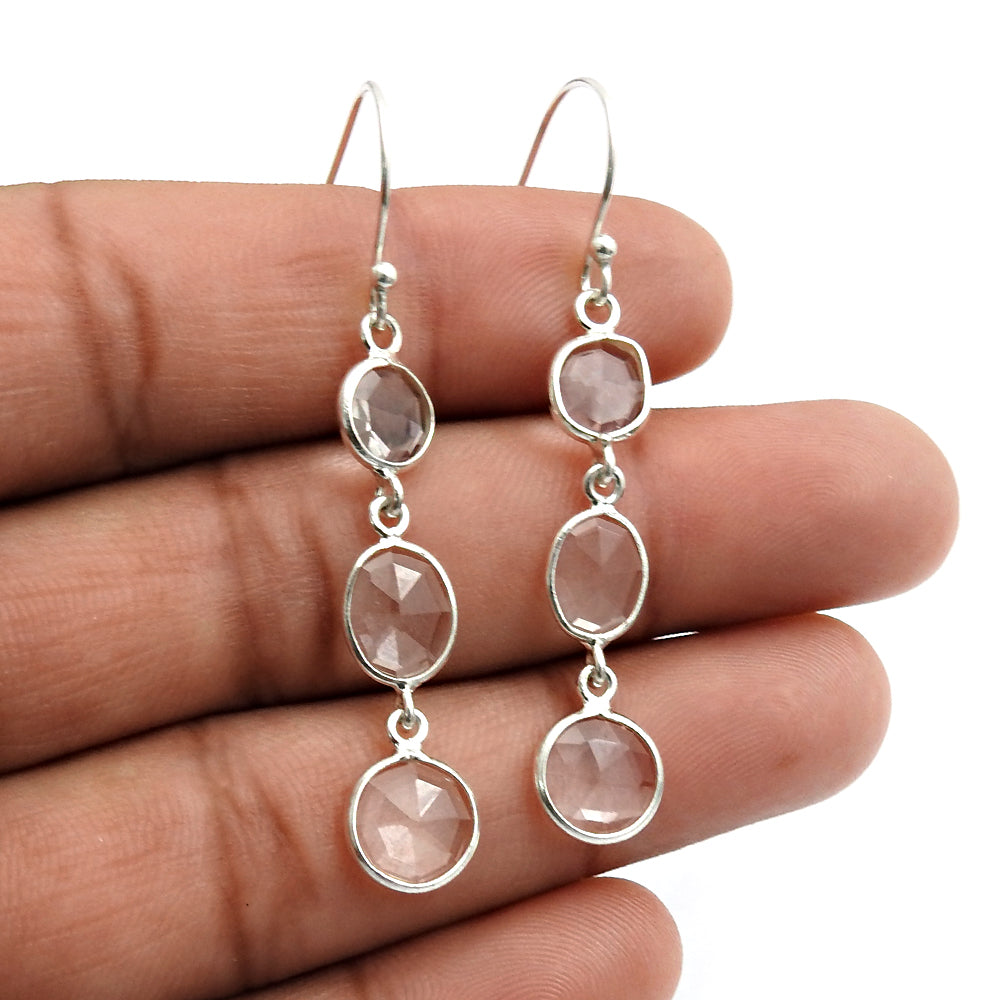 Woman Gift Natural Crystal Gemstone 925 Sterling Silver Trendy Earrings