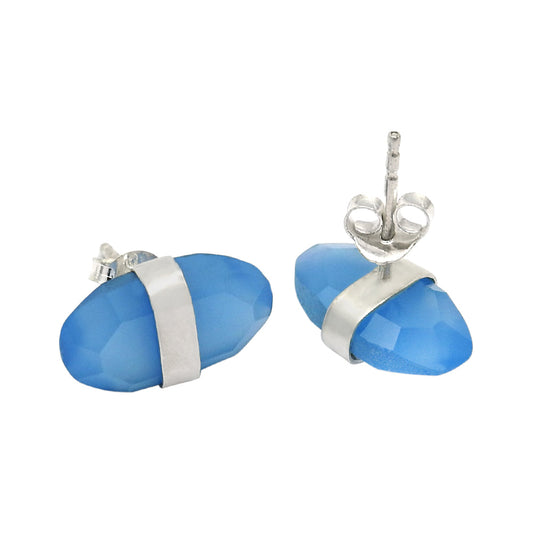 Chalcedony Gemstone Solid Sterling Silver Wedding Stud Post Daughter Earrings