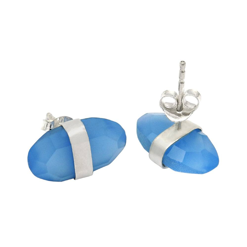 Chalcedony Gemstone Solid Sterling Silver Wedding Stud Post Daughter Earrings