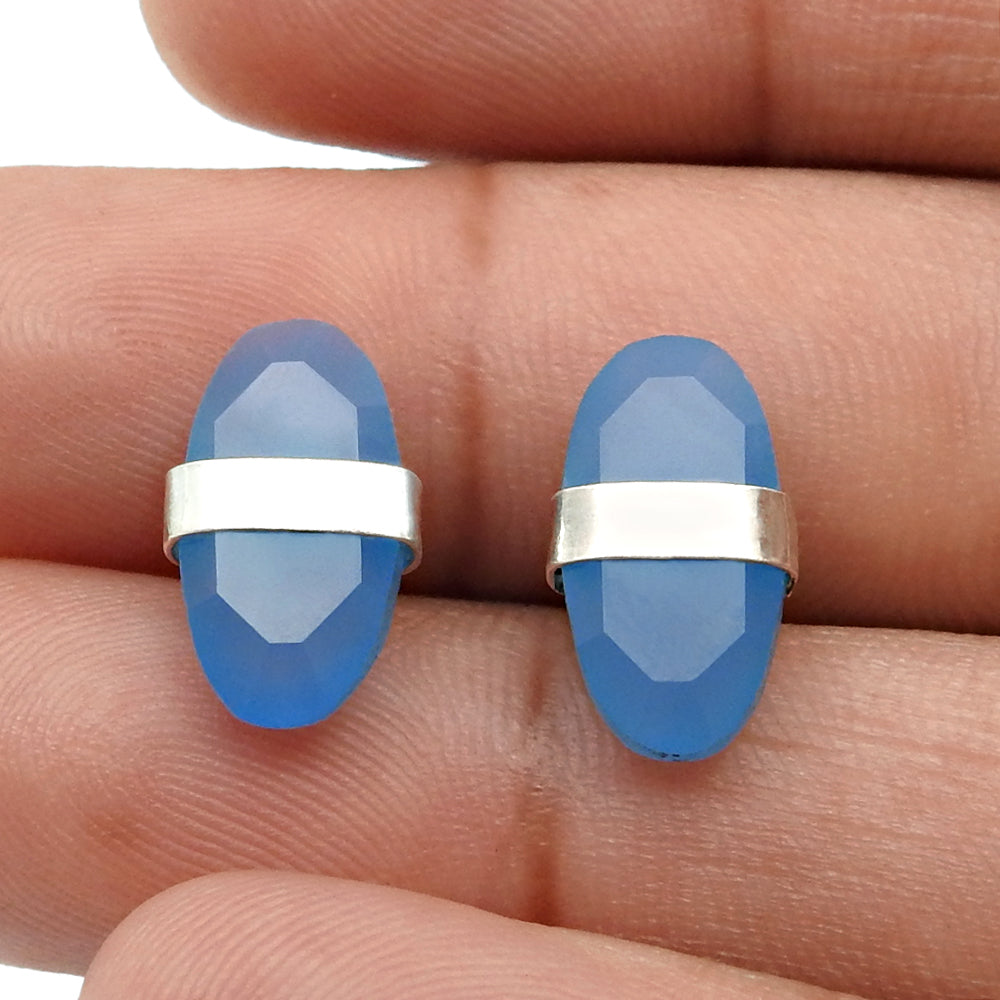 Chalcedony Gemstone Solid Sterling Silver Wedding Stud Post Daughter Earrings