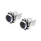 Natural Amethyst February Birth Stud Post Bezel Daughter Earrings Solid Silver