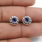 Natural Amethyst February Birth Stud Post Bezel Daughter Earrings Solid Silver