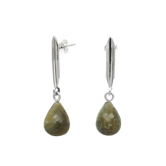 Natural Labradorite 925 Silver Drop Dangle Bohemian Earrings For Women G46