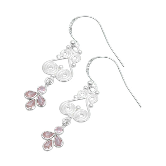 Friendship Day Deal Sterling Silver December Natural Pink Cz New Dangle Earrings