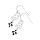 Sterling Silver Natural Black Cz December Bezel Art Deco Dangle Drop Earrings