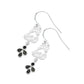 Sterling Silver Natural Black Cz December Bezel Art Deco Dangle Drop Earrings