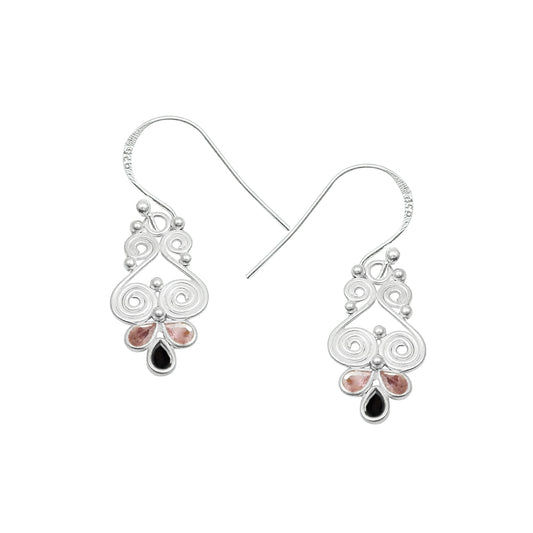 Natural Cubic Zirconia Bezel Drop Dangle Engagement Earrings 925 Solid Silver