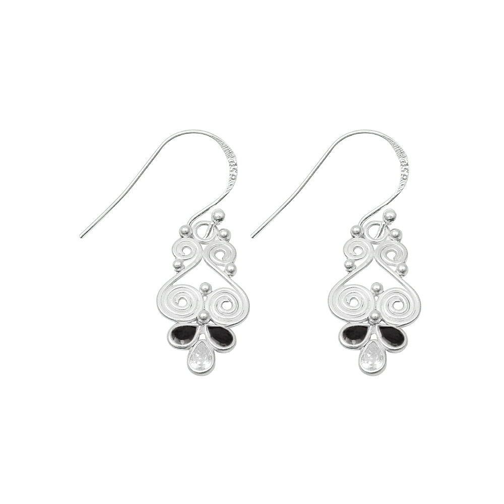 Natural Cubic Zirconia 925 Sterling Silver Dangle Drop Mother Unique Earrings