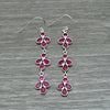 Pink Cubic Zirconia Stone Solid Sterling Silver Wedding New Dangle Drop Earrings