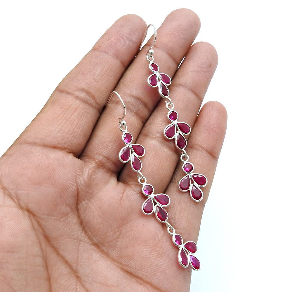 Pink Cubic Zirconia Stone Solid Sterling Silver Wedding New Dangle Drop Earrings