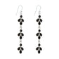 Natural Black Cz Sterling Silver Daughter Dangle Anniversary Bezel Hook Earrings