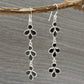 Natural Black Cz Sterling Silver Daughter Dangle Anniversary Bezel Hook Earrings