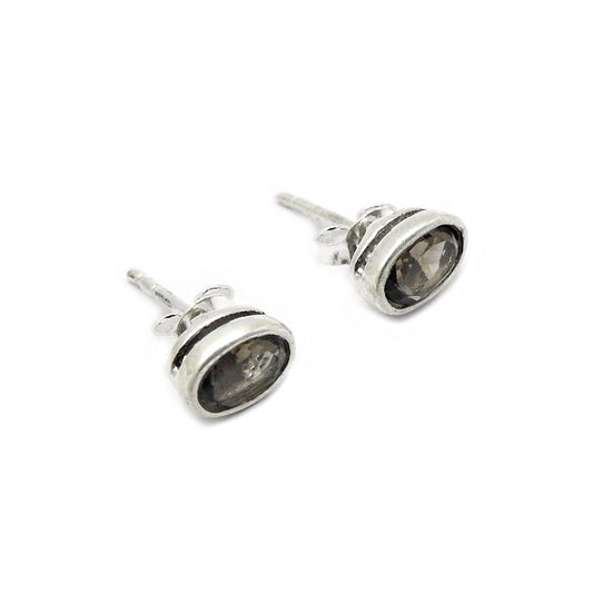 Sterling Silver Smoky Quartz Gemstone Boho Friendship Day New Stud Post Earrings