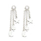 Sterling Silver Round White Cz Gemstone Bezel Elegant Butterfly Dangle Earrings