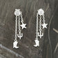 Sterling Silver Round White Cz Gemstone Bezel Elegant Butterfly Dangle Earrings