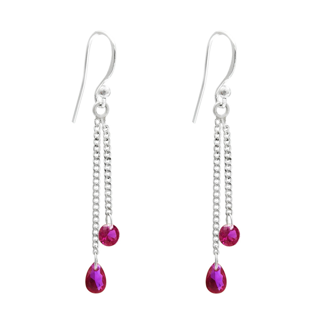 Pink Cubic Zirconia Stone 925 Silver Trendy Wife Dangling Engagement Earrings