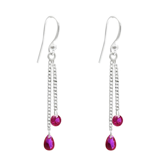 Pink Cubic Zirconia Stone 925 Silver Trendy Wife Dangling Engagement Earrings
