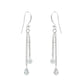 Natural White Cz Sterling Silver Dangle Drop Hook December Birth Bezel Earrings