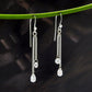 Natural White Cz Sterling Silver Dangle Drop Hook December Birth Bezel Earrings