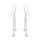 Sterling Silver Natural Pink Cz Artisan Dangling Wife Wedding Hook Boho Earrings