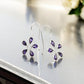Solid 925 Silver Natural Amethyst Gemstone Flower Earrings