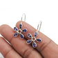 Solid 925 Silver Natural Amethyst Gemstone Flower Earrings
