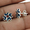 Solid 925 Sterling Silver Enamel Flower Stud Earrings