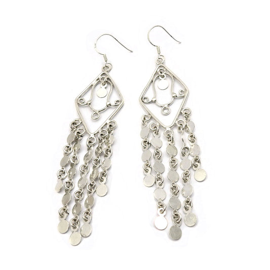 Solid 925 Sterling Silver Handmade Hanging Dangle Earrings