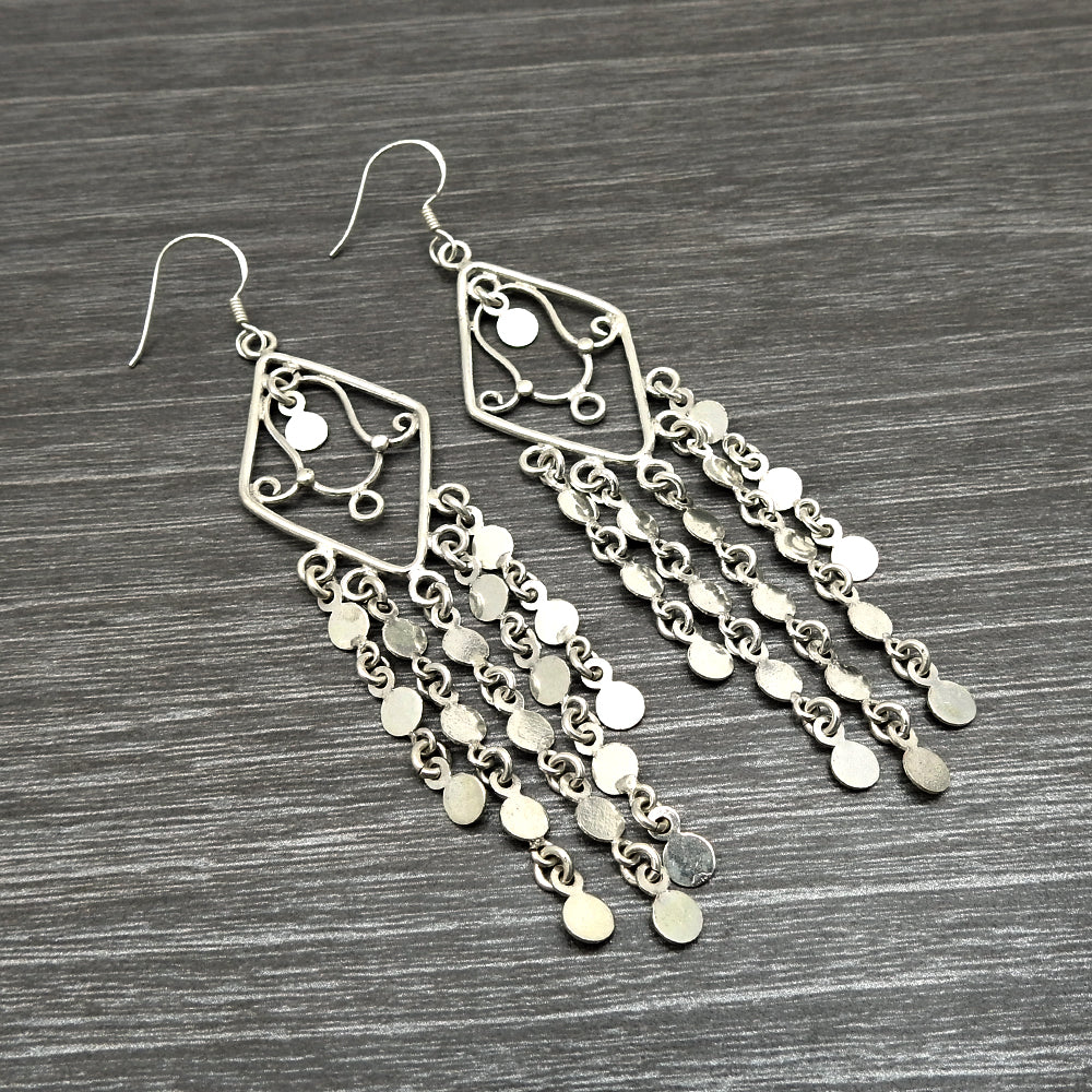 Solid 925 Sterling Silver Handmade Hanging Dangle Earrings