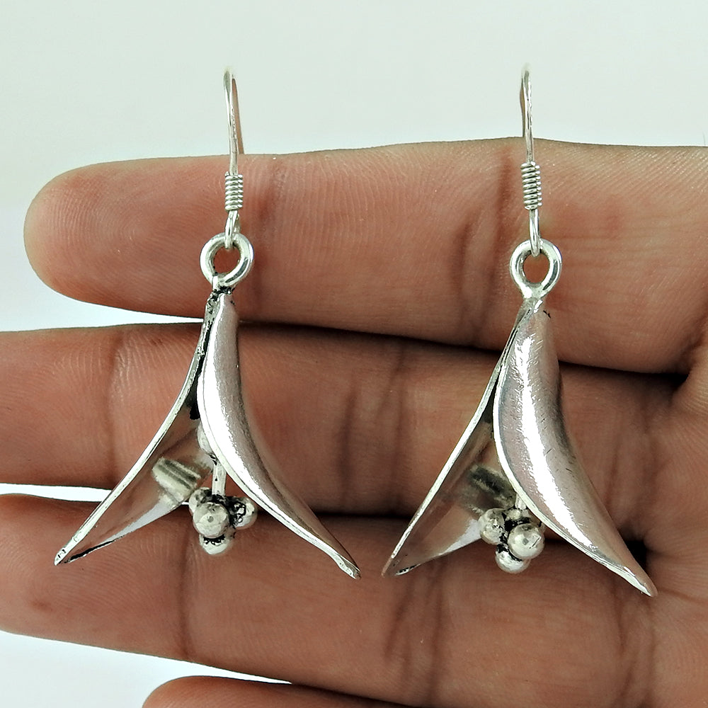 Solid 925 Sterling Silver Unique Dangle Earrings