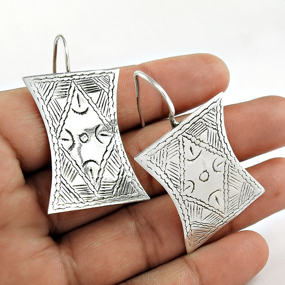 925 Sterling Silver Geometric Handmade Earrings