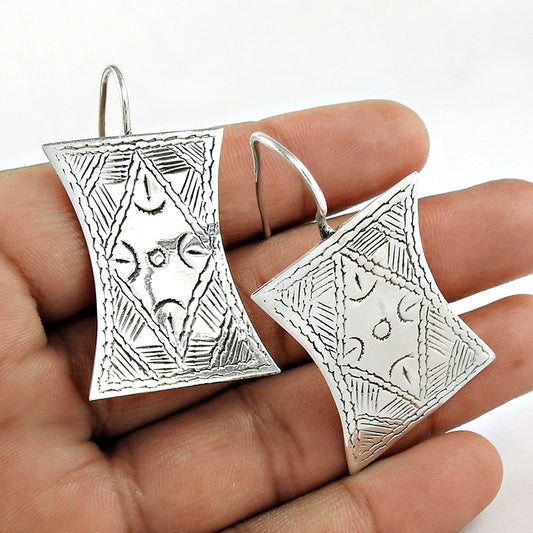 925 Sterling Silver Geometric Handmade Earrings