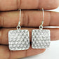 Solid 925 Sterling Silver Square Dangle Earrings
