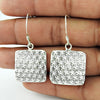 Solid 925 Sterling Silver Square Dangle Earrings