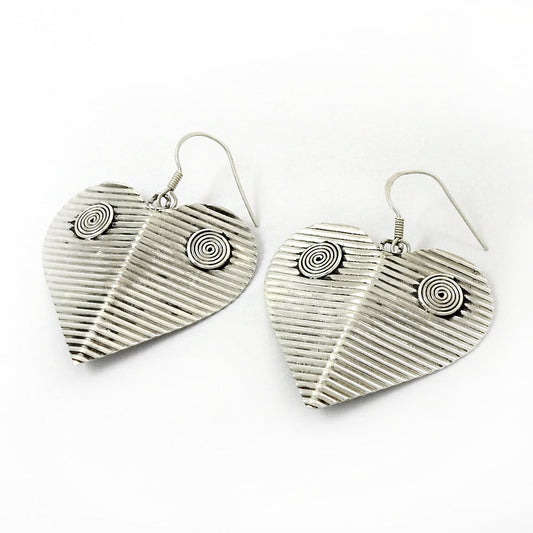 Solid 925 Silver Heart Dangle Earrings