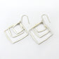 Solid 925 Silver Hanging Squares Handmade Earrings