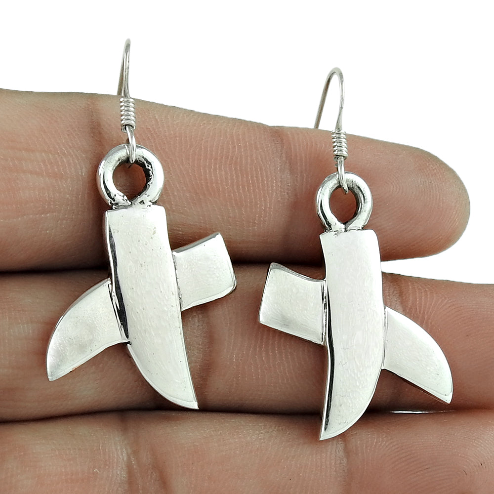 Solid 925 Sterling Silver Kiss Dangle Earrings
