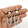 Solid 925 Silver Hanging Star Charm Dangle Earrings