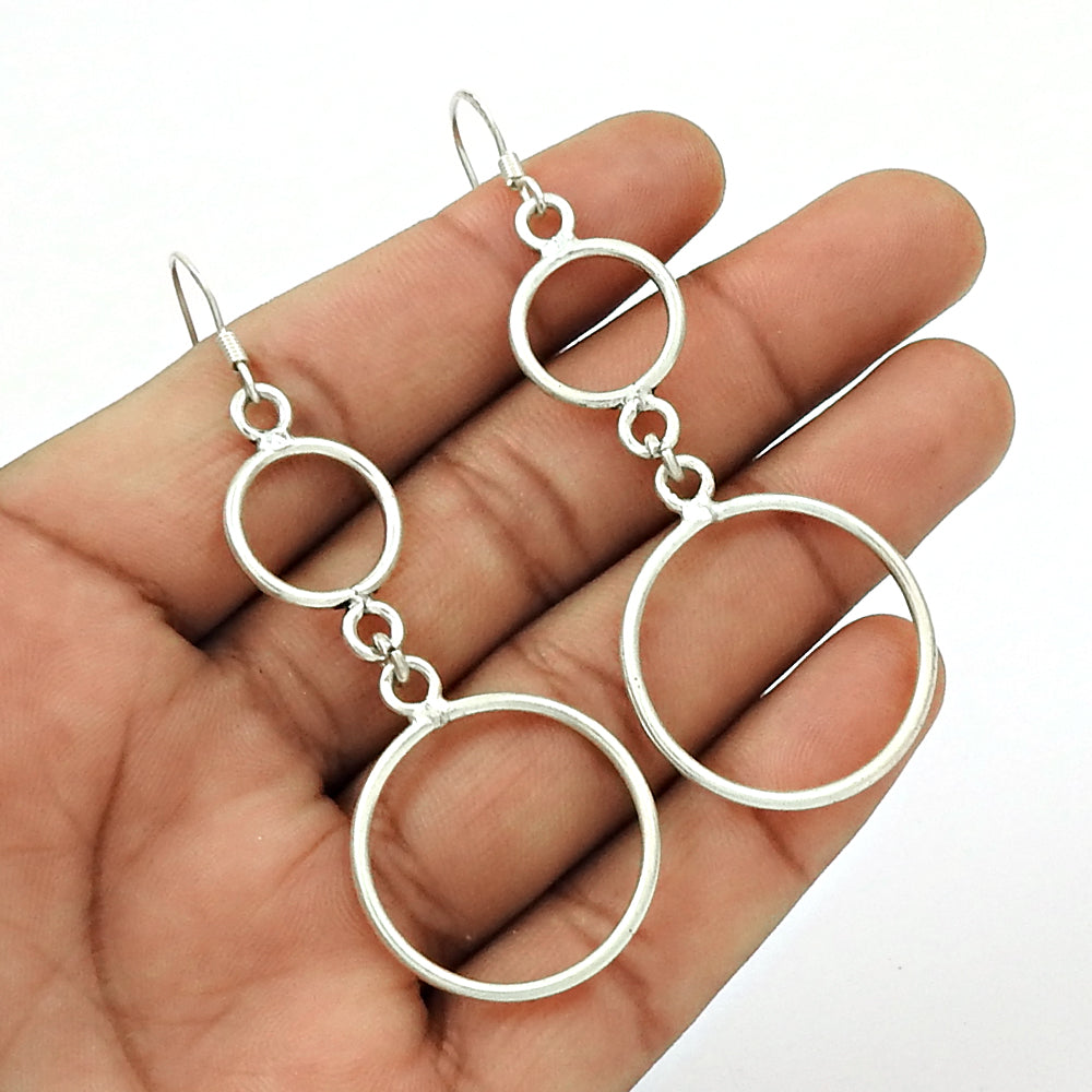 Solid 925 Silver Handmade Dangle Earrings Woman Gift