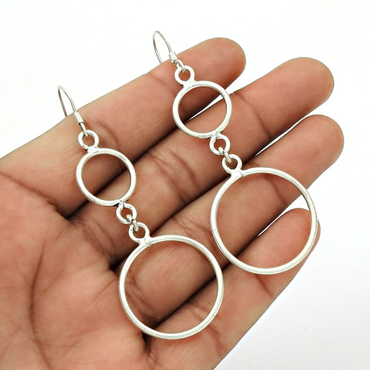 Solid 925 Silver Handmade Dangle Earrings Woman Gift