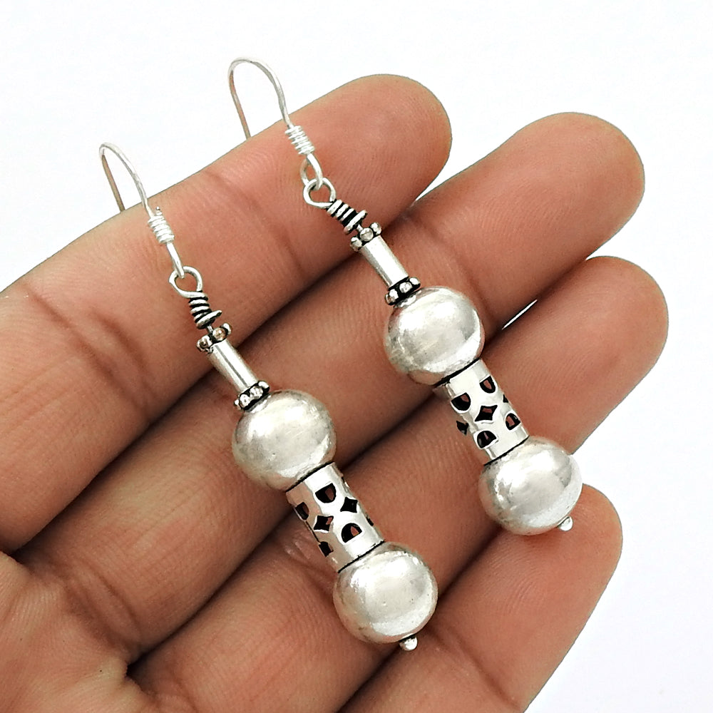 925 Silver Vintage Heavy Statement Dangle Earrings