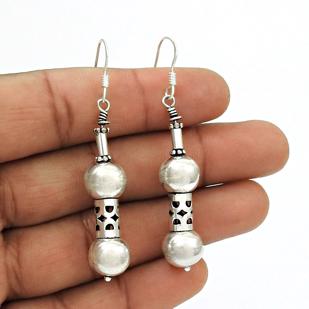 925 Silver Vintage Heavy Statement Dangle Earrings