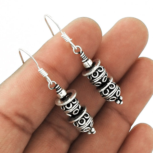 Vintage Look Solid 925 Silver Handmade Dangle Earrings