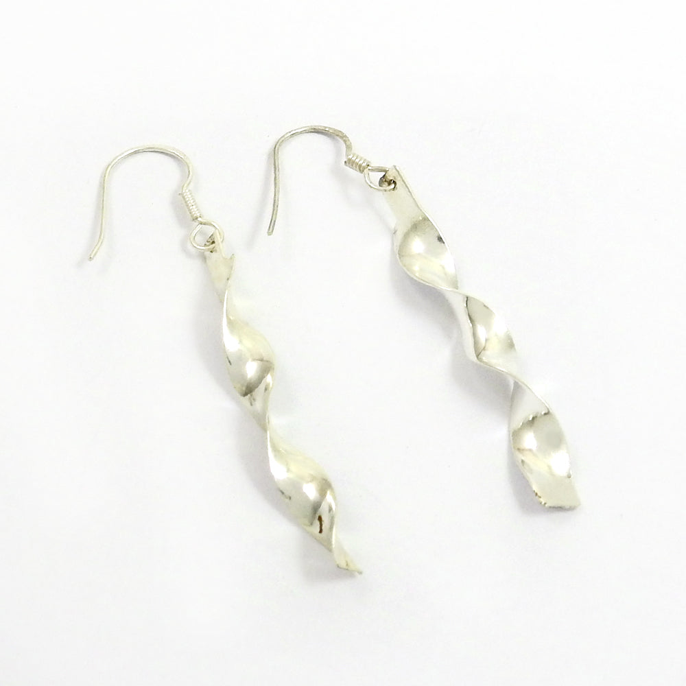 Solid 925 Sterling Silver Spiral Dangler Earrings