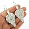 Solid 925 Silver Engraved Flower Dangle Earrings
