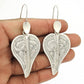 Solid 925 Silver Engraved Flower Dangle Earrings