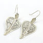 Solid 925 Silver Engraved Flower Dangle Earrings